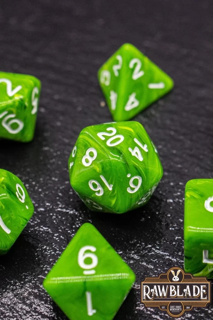Marble Dice Set - Lime Green