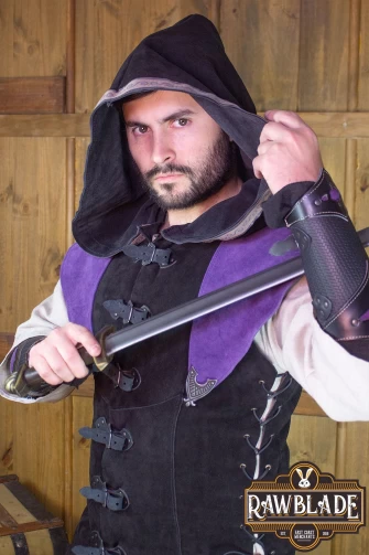 Karanthir Leather Jerkin - Black/Purple