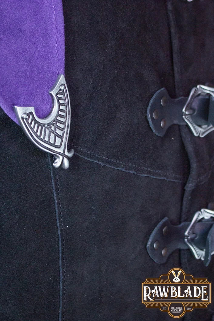 Karanthir Leather Jerkin - Black/Purple