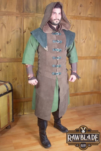 Karanthir Leather Jerkin - Brown/Green