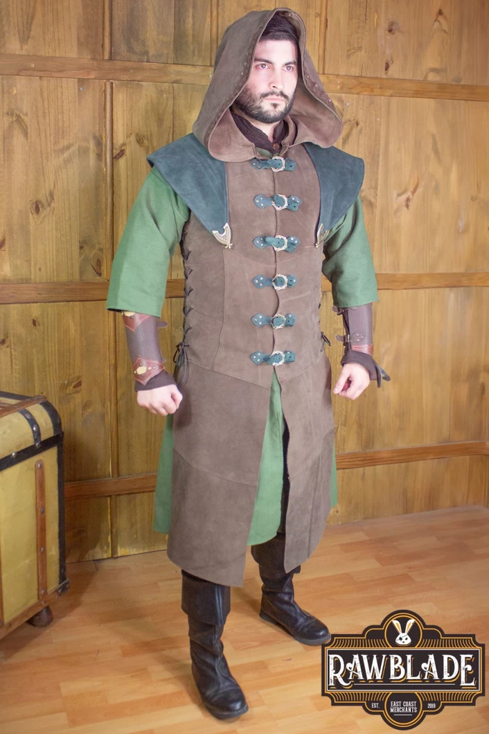 Karanthir Leather Jerkin - Brown/Green