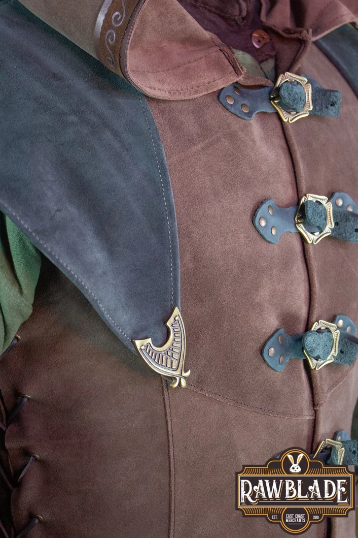 Karanthir Leather Jerkin - Brown/Green