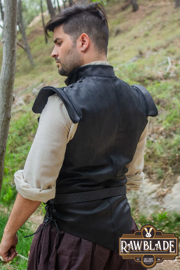 Diego Leather Jerkin - Black