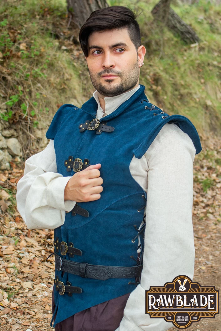 Diego Splitleather Jerkin - Blue