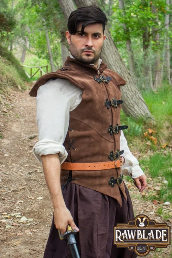 Diego Splitleather Jerkin - Brown