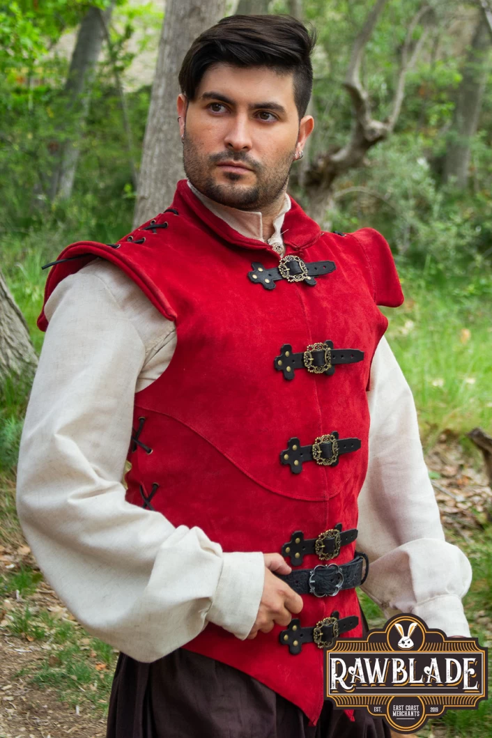 Diego Splitleather Jerkin - Red