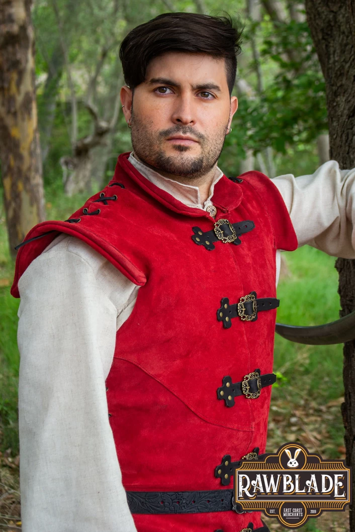 Diego Splitleather Jerkin - Red