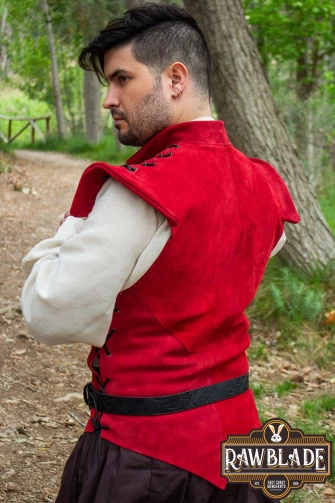 Diego Splitleather Jerkin - Red