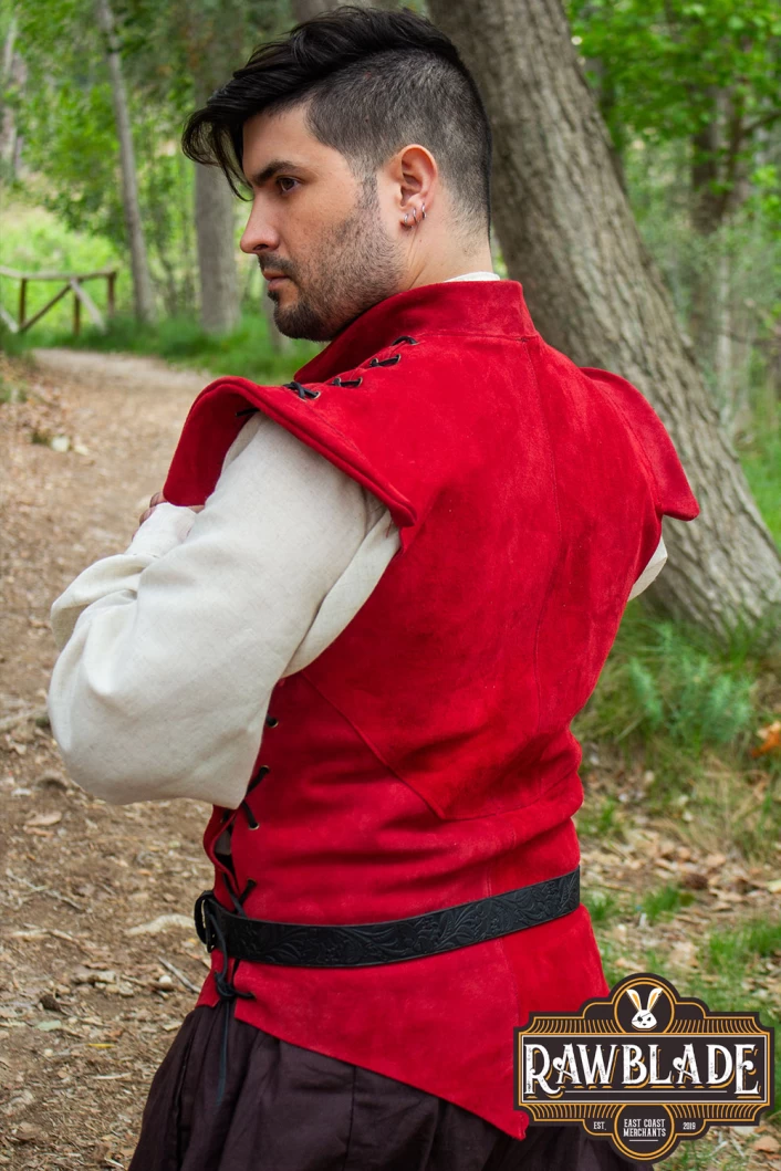 Diego Splitleather Jerkin - Red