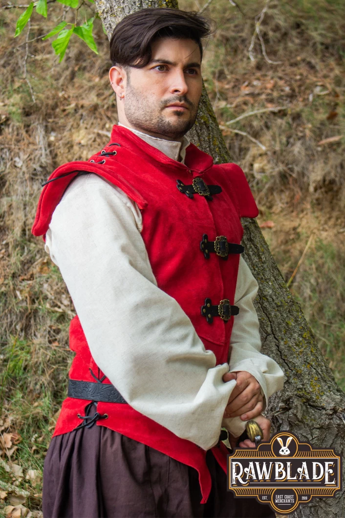 Diego Splitleather Jerkin - Red