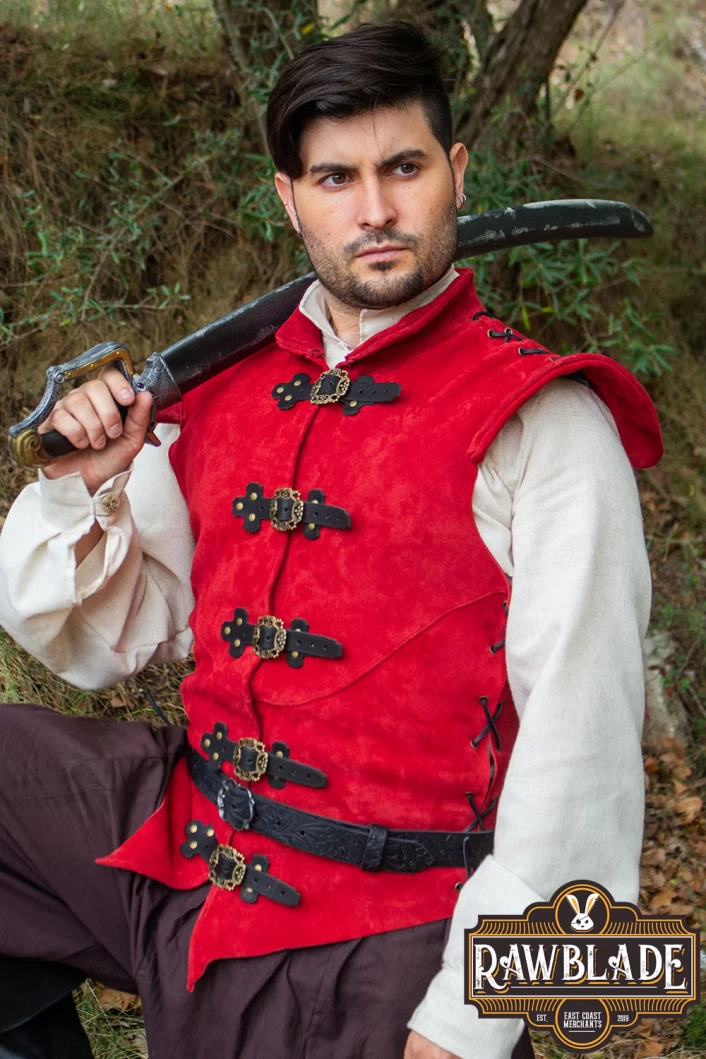 Diego Splitleather Jerkin - Red