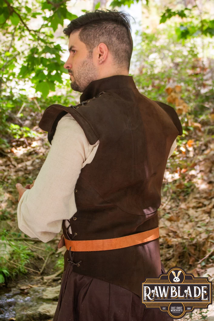 Diego Leather Jerkin - Brown
