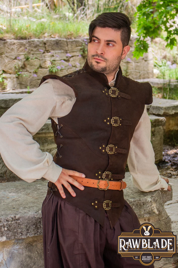 Diego Leather Jerkin - Brown