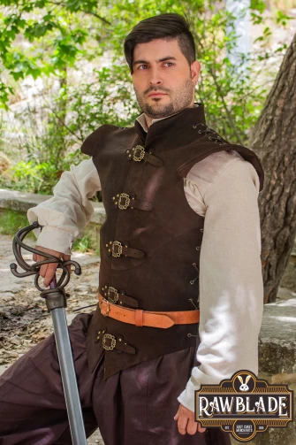 Diego Leather Jerkin - Brown