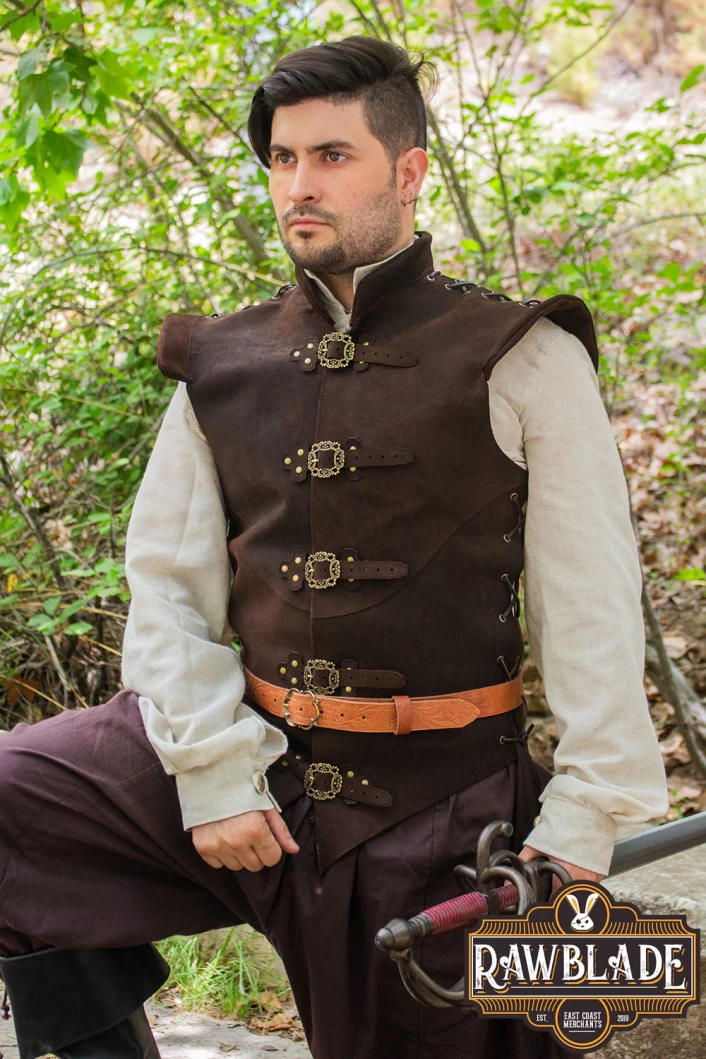 Diego Leather Jerkin - Brown