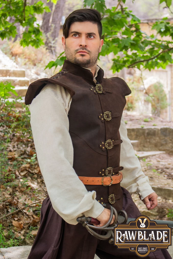 Diego Leather Jerkin - Brown