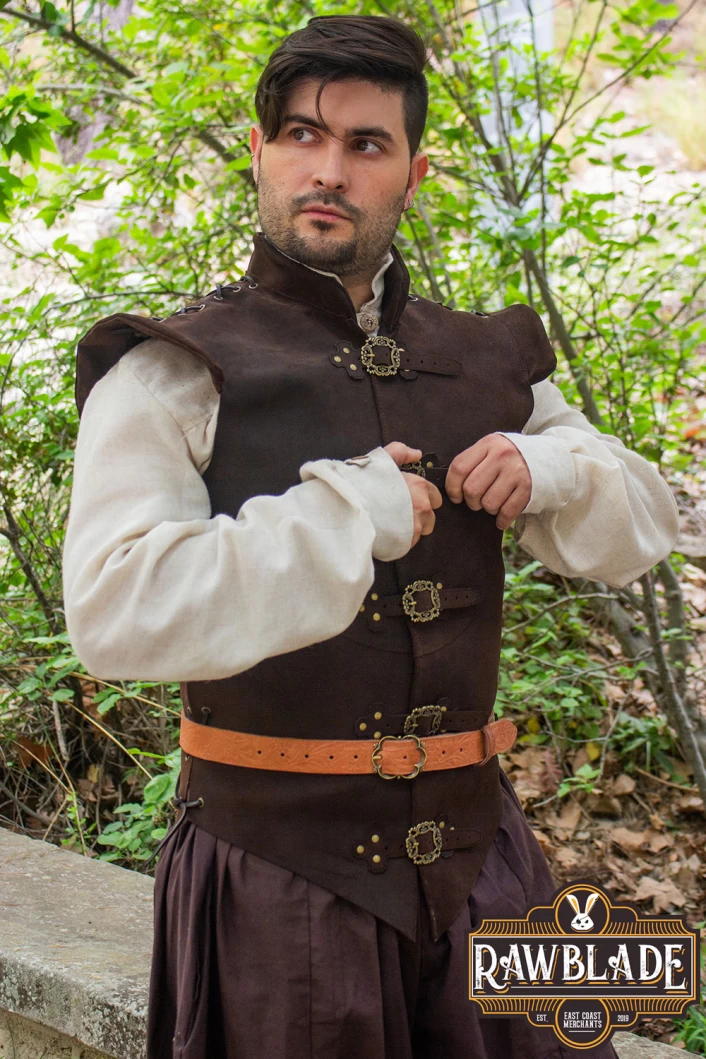 Diego Leather Jerkin - Brown