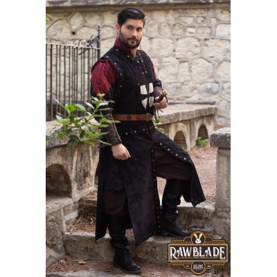 Tabard en cuir mordé - Noir