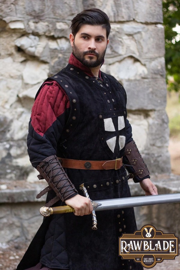 Tabard en cuir mordé - Noir