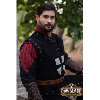 Mordred Leren Tabard - Zwart