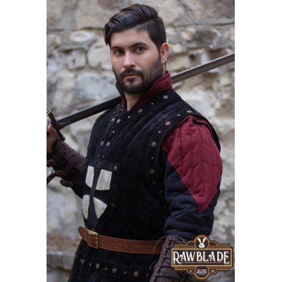 Tabard en cuir mordé - Noir