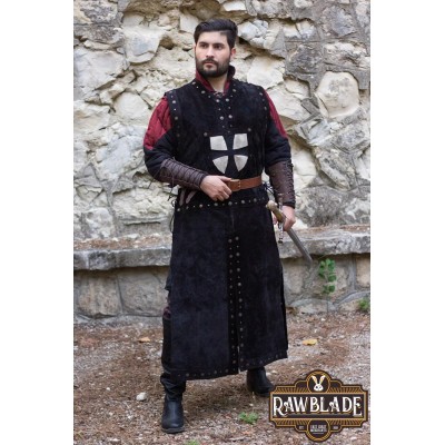 Tabard en cuir mordé - Noir