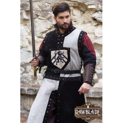 Mordred in pelle Tabard - Nero / Grigio