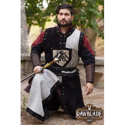 Mordred leren tabard - Zwart/Grijs