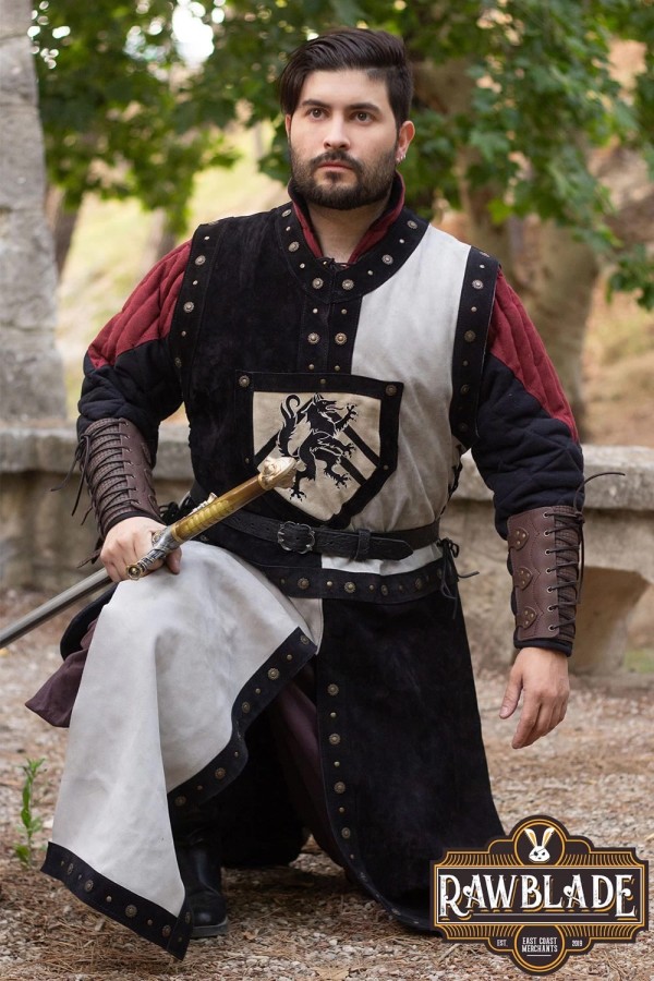 Mordred in pelle Tabard - Nero / Grigio