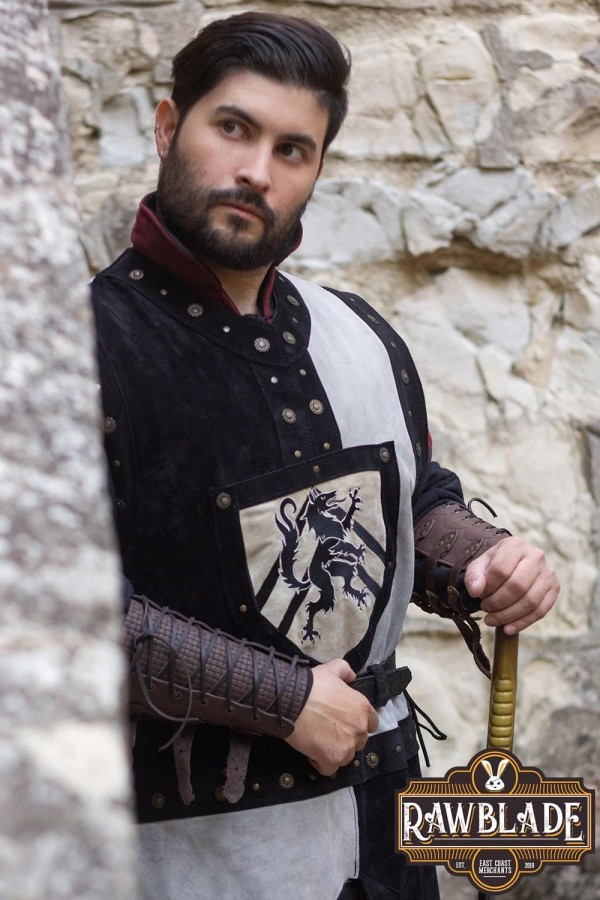 Mordred in pelle Tabard - Nero / Grigio