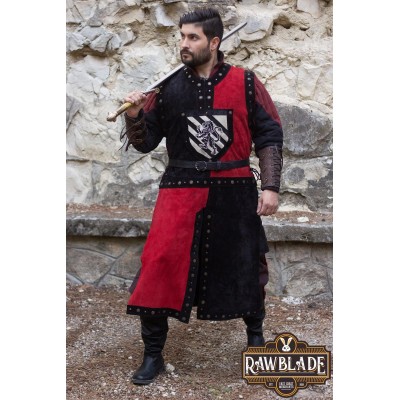 Skórzany tabard Mordred - czarny/czerwony