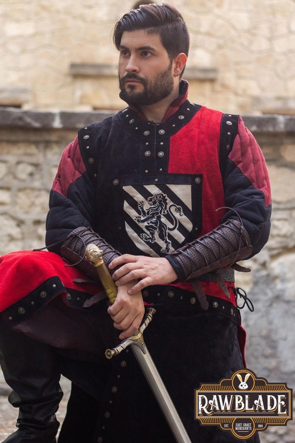 Mordred Leder Tabard - Schwarz / Rot