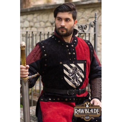 Mordred Leder Tabard - Schwarz / Rot