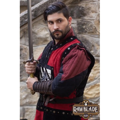 Mordred Leder Tabard - Schwarz / Rot