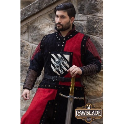 Skórzany tabard Mordred - czarny/czerwony