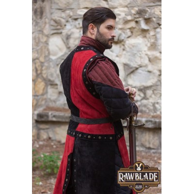 Skórzany tabard Mordred - czarny/czerwony