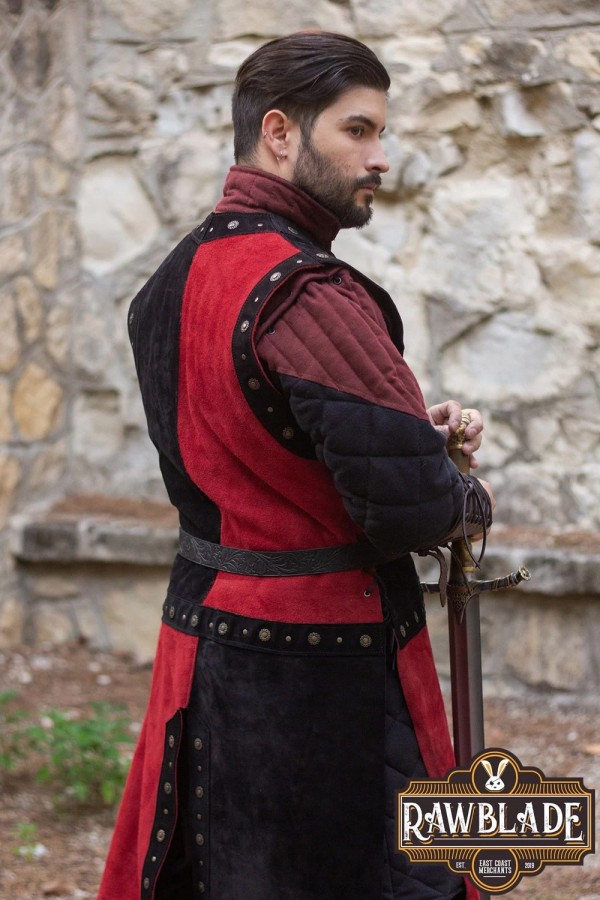 Mordred Leder Tabard - Schwarz / Rot