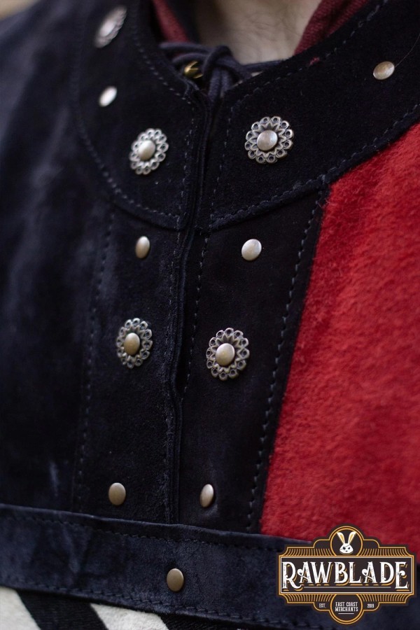 Skórzany tabard Mordred - czarny/czerwony