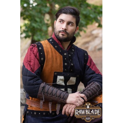 Mordred Leather Tabard - Brown/Blue