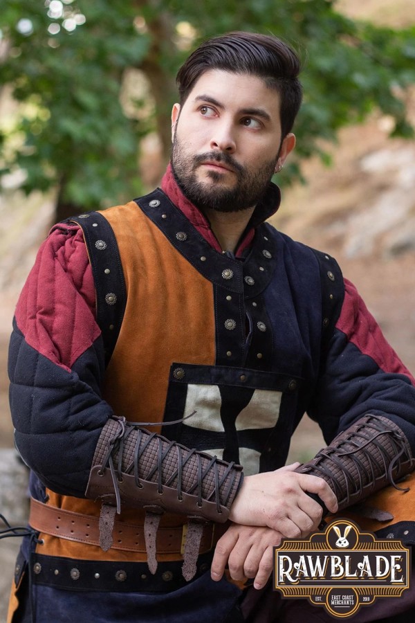 Mordred lædertabard - brun/blå