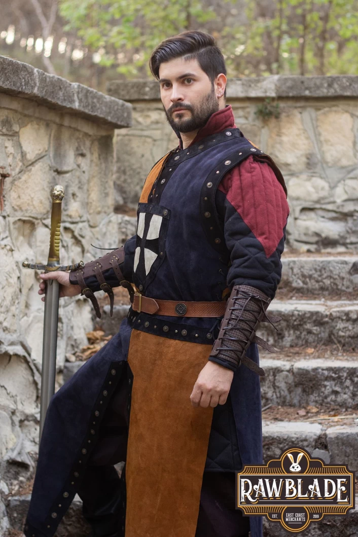 Mordred Leather Tabard - Brown/Blue