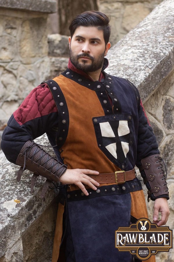 Tabardo de cuero Mordred - Marrón / Azul