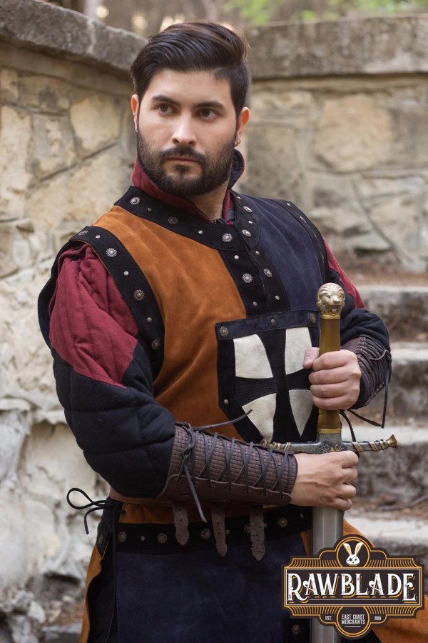 Mordred lædertabard - brun/blå