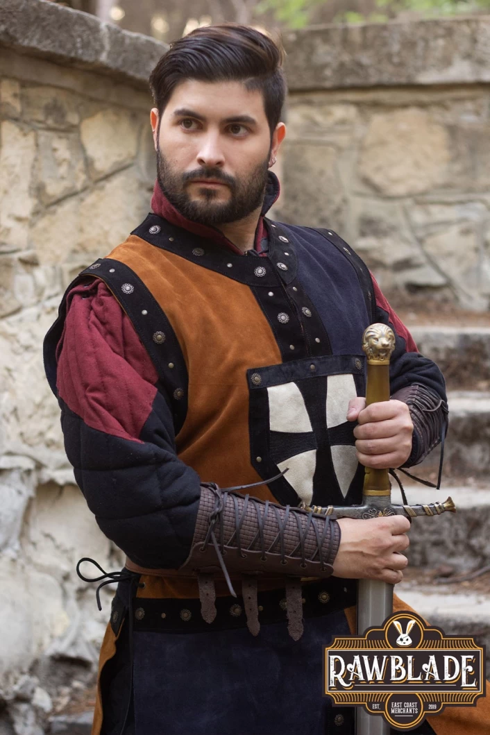 Mordred Leather Tabard - Brown/Blue