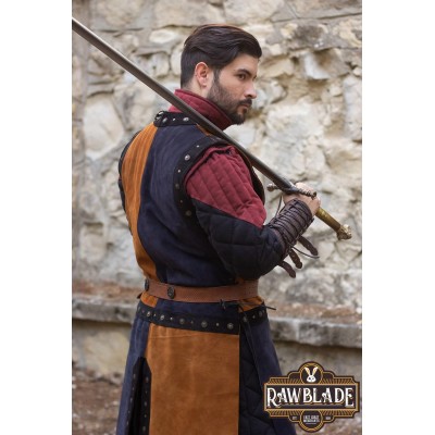 Skórzany tabard Mordred - brązowy/niebieski