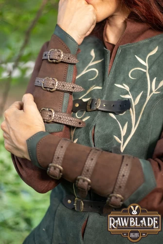 Morna Bracers - Brown/Green