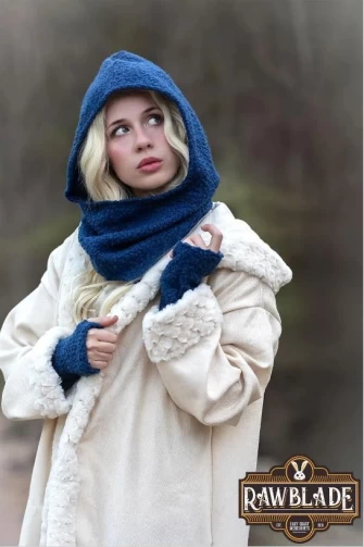 Blue Medieval Hood & Mittens Set