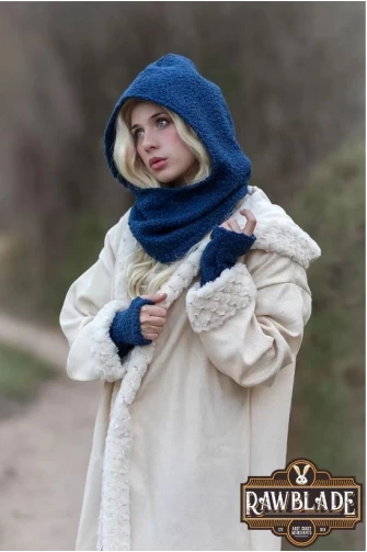 Blue Medieval Hood & Mittens Set