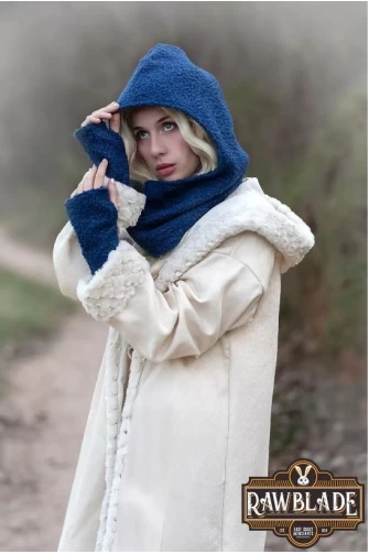 Blue Medieval Hood & Mittens Set