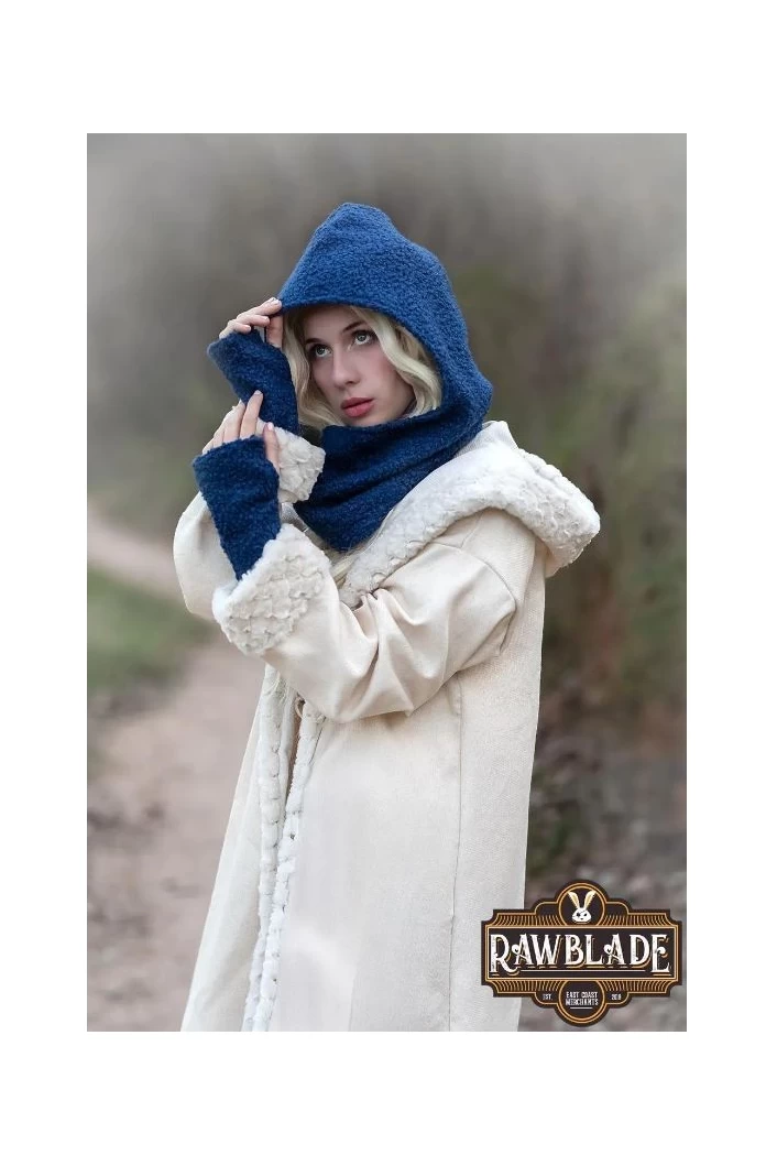 Blue Medieval Hood & Mittens Set